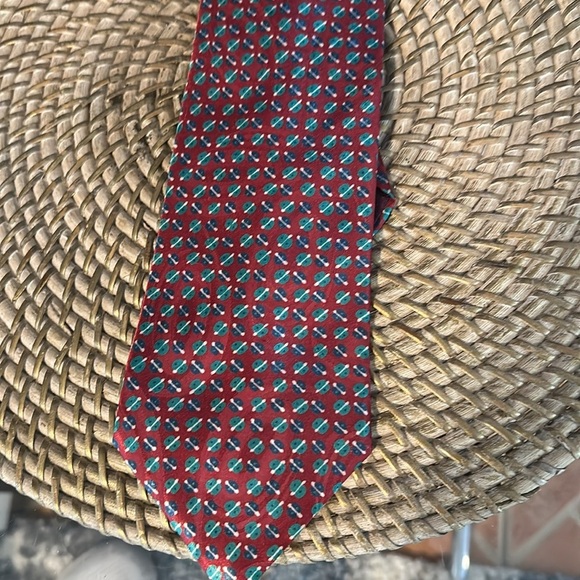 Vintage Christian Dior Monsieur Collection Red Blue & Green Polyester Tie - Picture 2 of 6